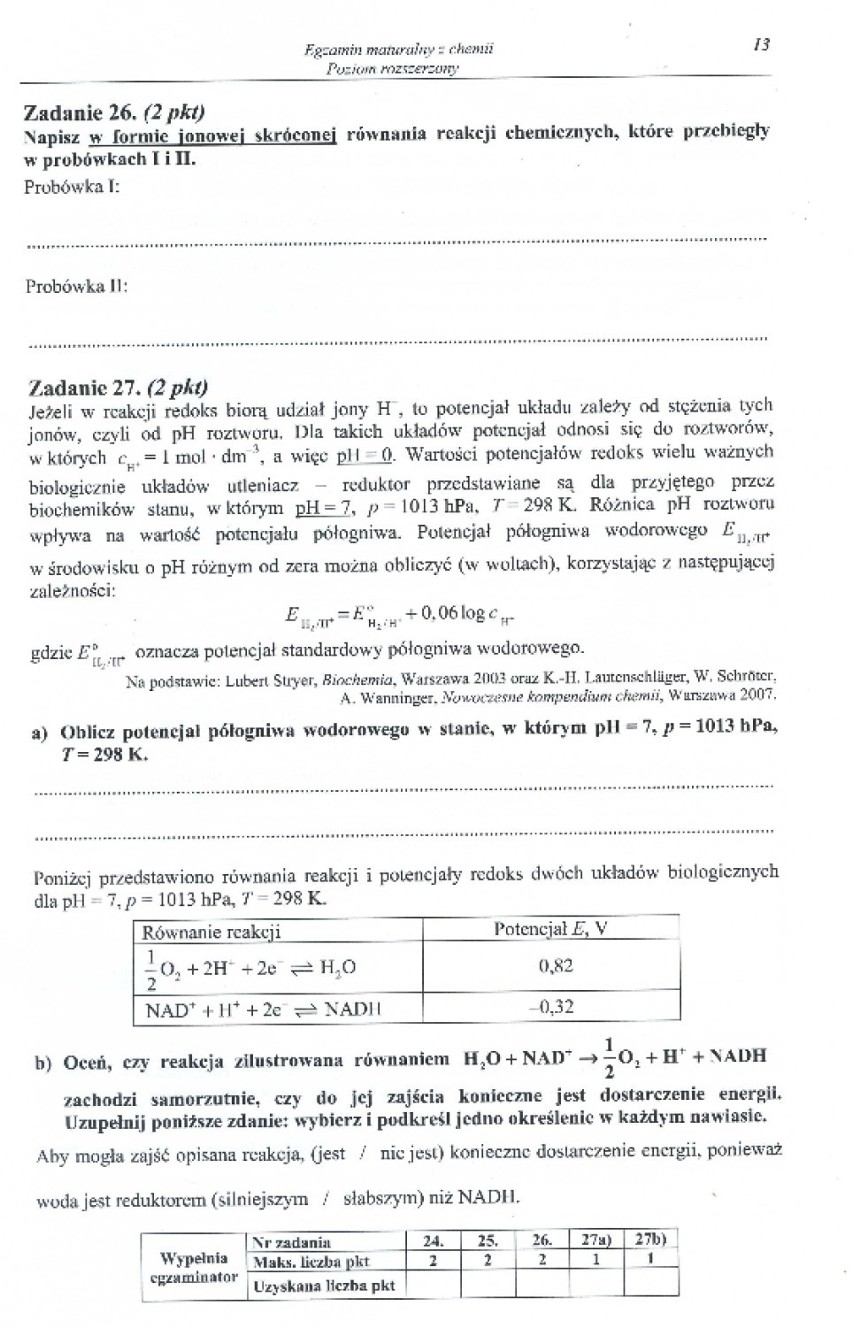 Matura 2014 z chemii - poziom podstawowy arkusze