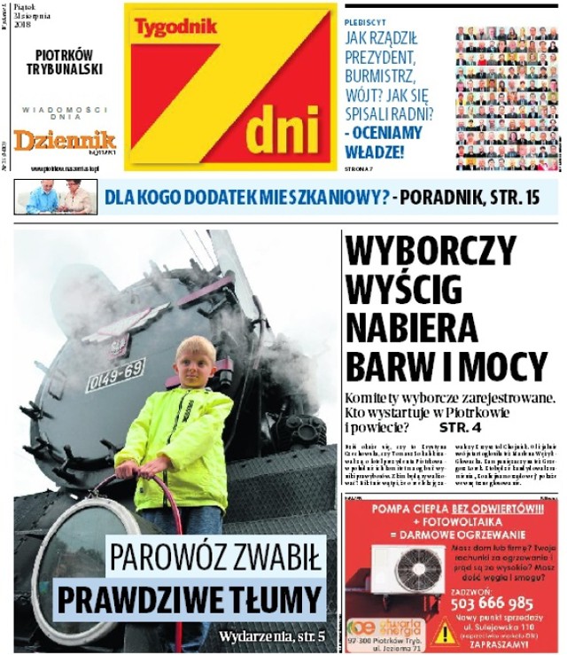 Kandydaci na prezydenta Piotrkowa w tygodniku "7 Dni Piotrków", 31 sierpnia 2018