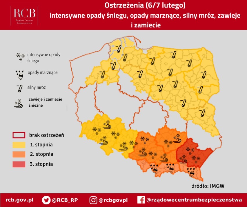 Ostrzeżenie drugiego stopnia IMGW dla powiatu olkuskiego.