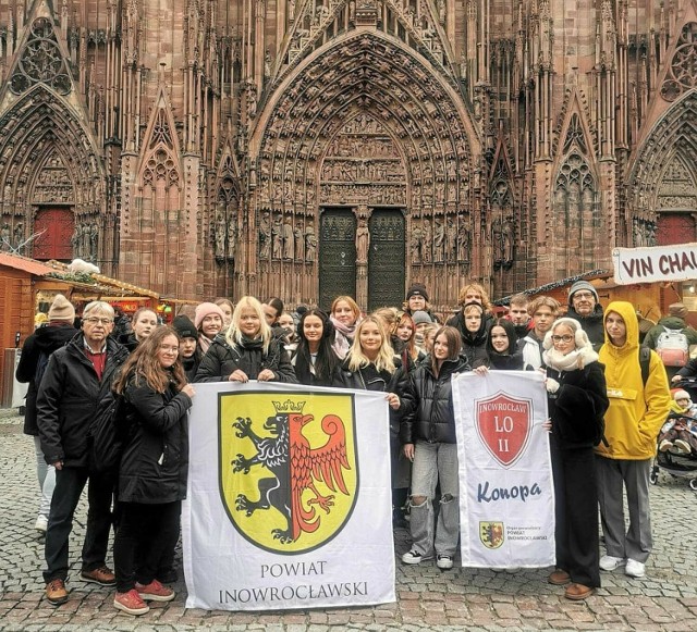 Uczniowie II LO im. Marii Konopnickiej w Inowrocławiu podczas pobytu w Strasburgu