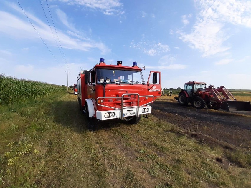 Pożar ścierniska w Karwieńskim Błocie Pierwszym - 8 sierpnia 2020