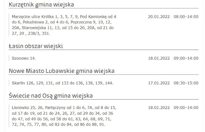 Spółka Energa Operator poinformowała o zaplanowanych...