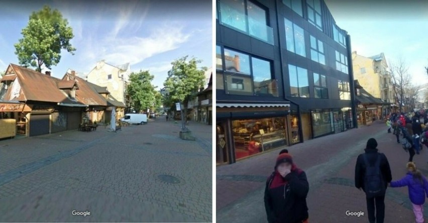 Krupówki kiedyś i dziś w Google Street View