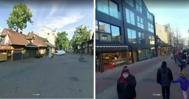 Krupówki kiedyś i dziś w Google Street View