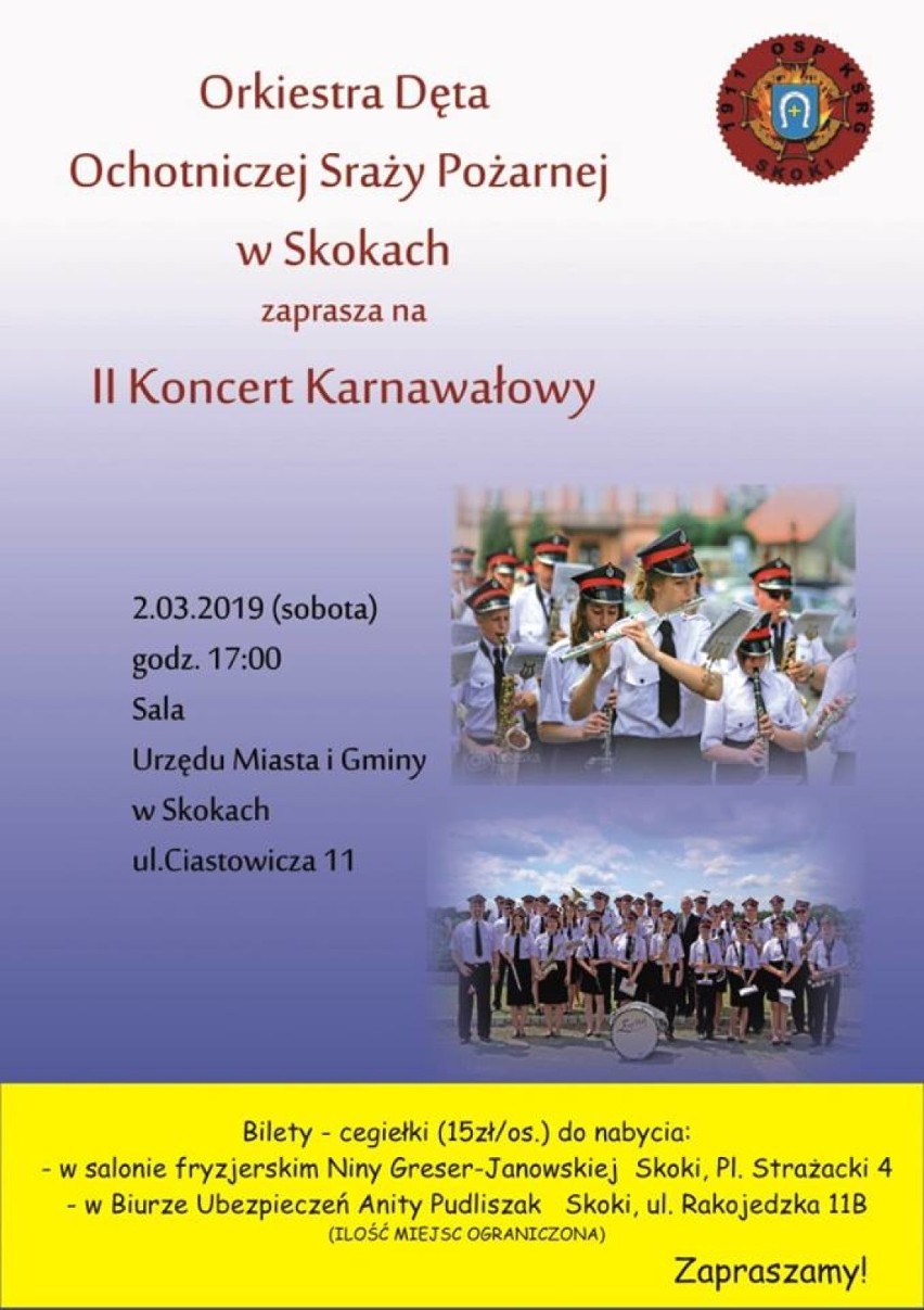 Orkiestra dęta OSP w Skokach zaprasza na koncert karnawałowy 