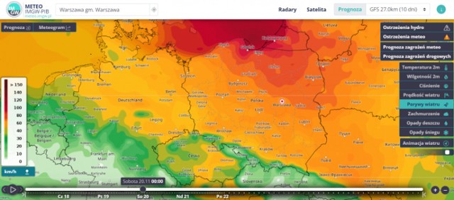 Prognozuje się wystąpienie silnego wiatru.