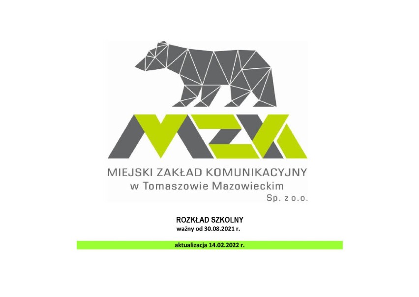 Rozkład MZK na ferie zimowe w Tomaszowie. Aktualny rozkład jazdy, korekta dla kilku kursów
