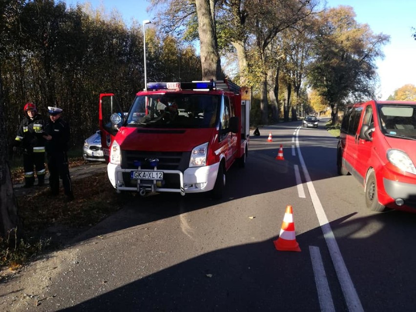 Wypadek w Leźnie - jedna osoba poszkodowana  ZDJĘCIA