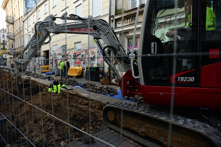 Ulica Chmielna w Warszawie w trakcie remontu