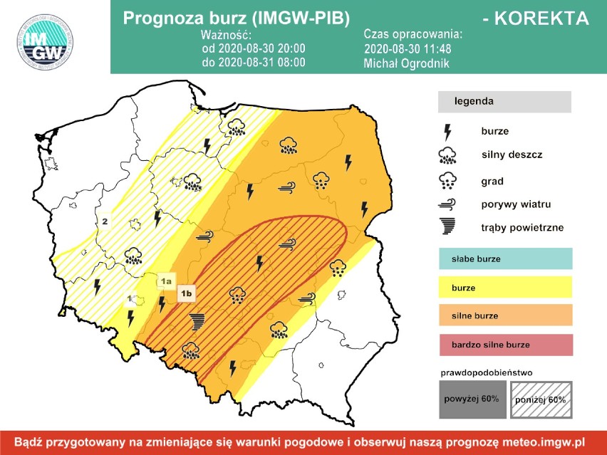 Prognoza pogody na niedzielę 30 sierpnia. Noc w regionie łódzkim może być burzowa i wietrzna AKTUALIZACJA