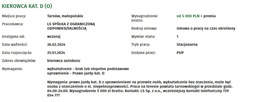 Najatrakcyjniejsze oferty pracy dostępne w Powiatowym Urzędzie Pracy w Tarnowie. Niektóre oferowane zarobki przekraczają 10 tys. złotych!
