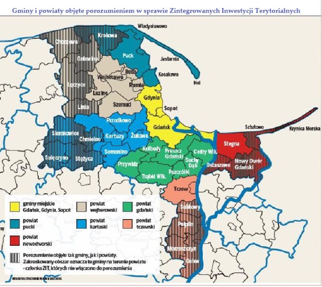 Gminy i powiaty objęte porozumieniem w sprawie Zintegrowanych Inwestycji Terytorialnych