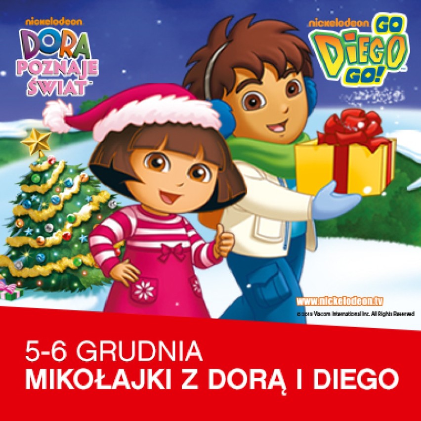 Dora i Diego w towarzystwie Świętego Mikołaja  zapraszają do FACTORY Wrocław