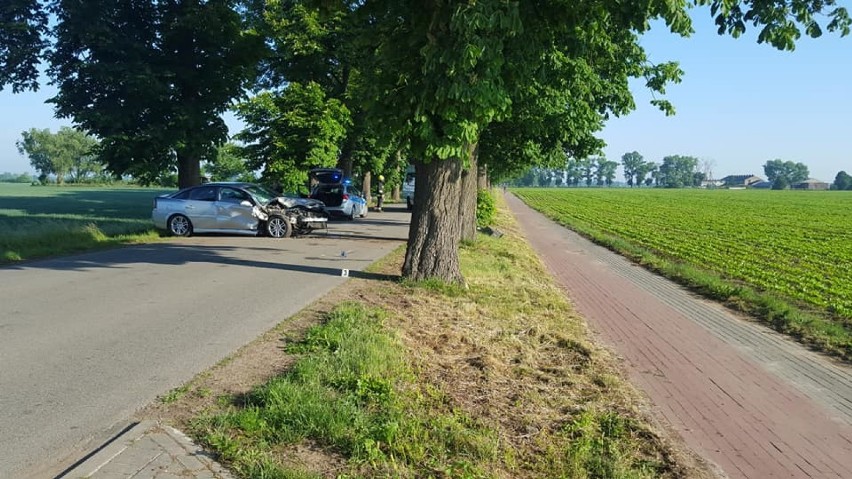 Wypadek w Kościeleczkach [ZDJĘCIA]. Samochód osobowy uderzył w drzewo