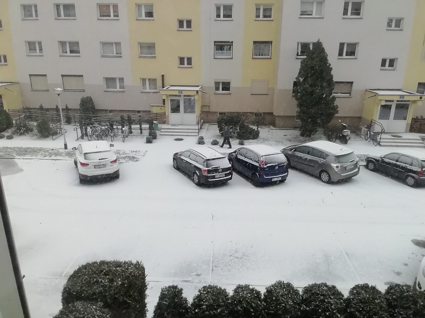 Zima w Lesznie 3 grudnia 2020 i pierwszy śnieg w tym sezonie