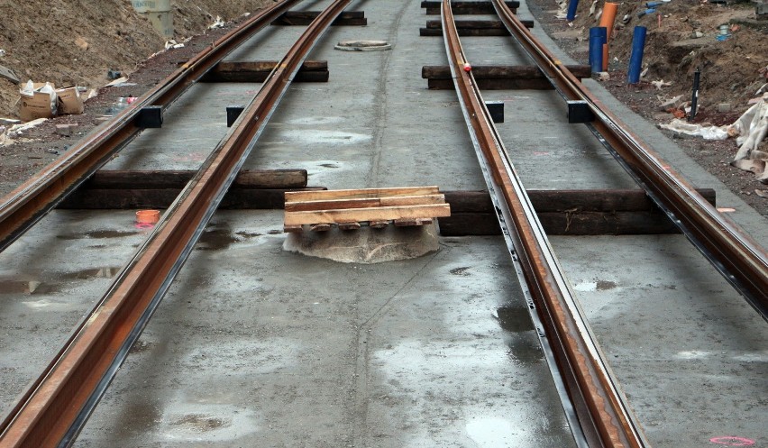 Nowe torowisko tramwajowe na ulicy Toruńskiej w Grudziądzu...