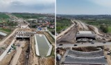 Budowa Północnej Obwodnicy Krakowa z drona. Widać asfalt, tunele, wiadukty. Dzieje się!