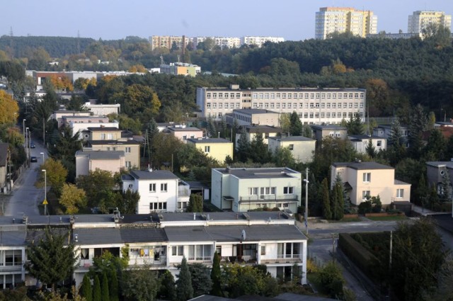 Widok na osiedle Łuczniczka z ul. Spokojnej.