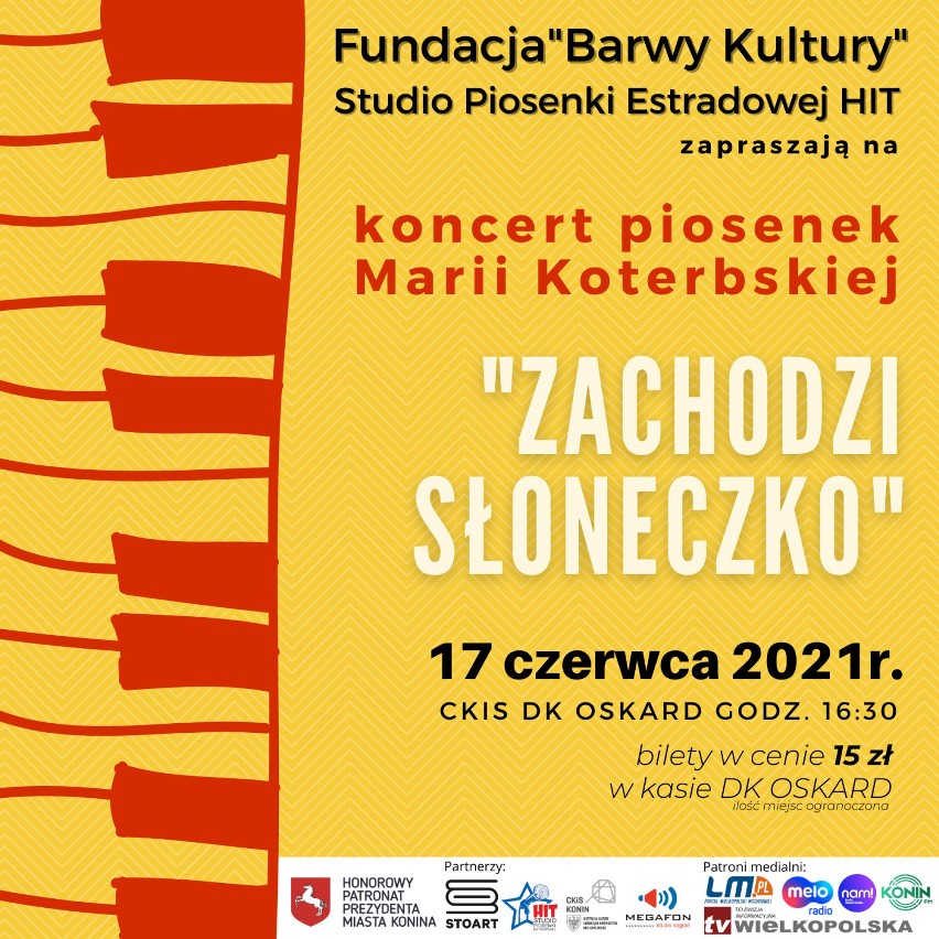 Konin. Fundacja „Barwy Kultury” zaprasza na koncert "Zachodzi słoneczko” piosenki Marii Koterbskiej 