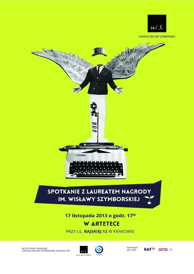 Plakat zapowiadający spotkania czytelników z laureatami Nagrody im. Wisławy Szymborskiej
