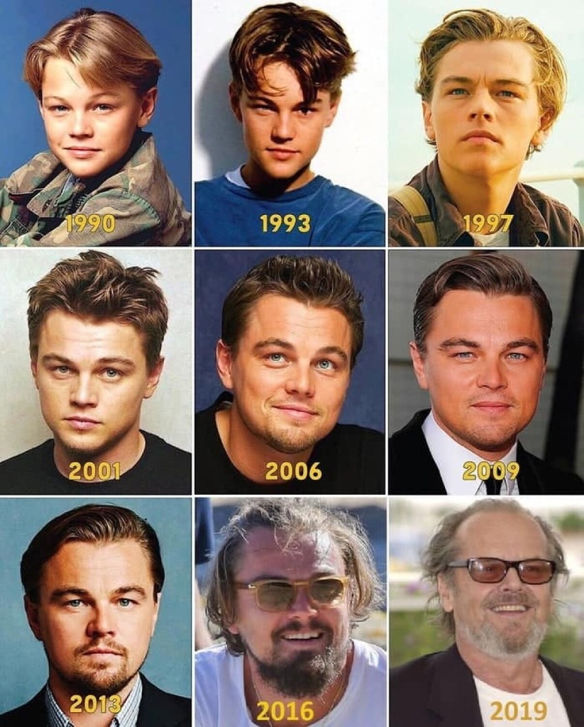 Leonardo Di Caprio dawniej i dziś. Kolaż zdjęć na...