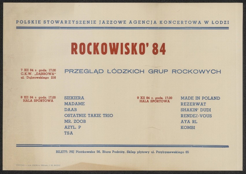 12.1984

Rockowisko'84
- Hala sportowa