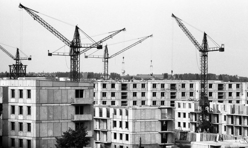Budowa bloków między ul. Kwaśną a Grochową, 1961 r.