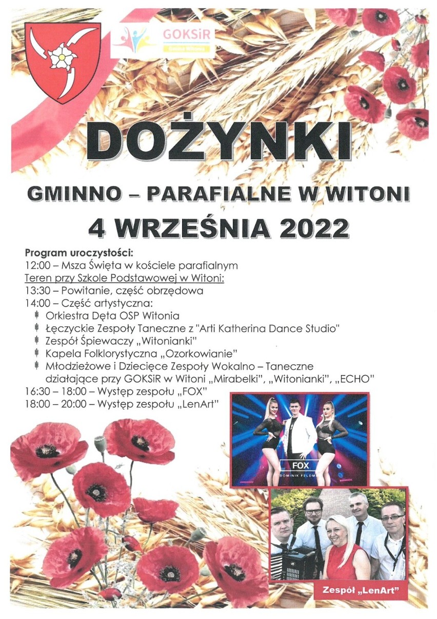 Gmina Witonia - dożynki 4 września na placu przy SP w Witoni