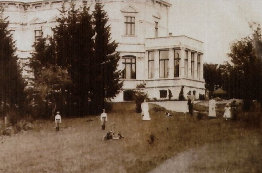 Pałac w otoczeniu dorodnych świerków - rok 1900.