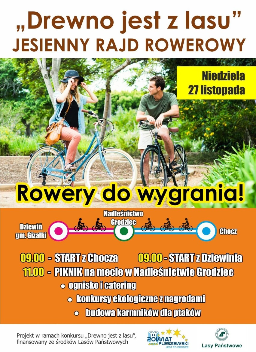 Jesienny Rajd Rowerowy organizowany przez powiat pleszewski i Nadleśnictwo Grodziec odbędzie się 27 listopada 2022 roku