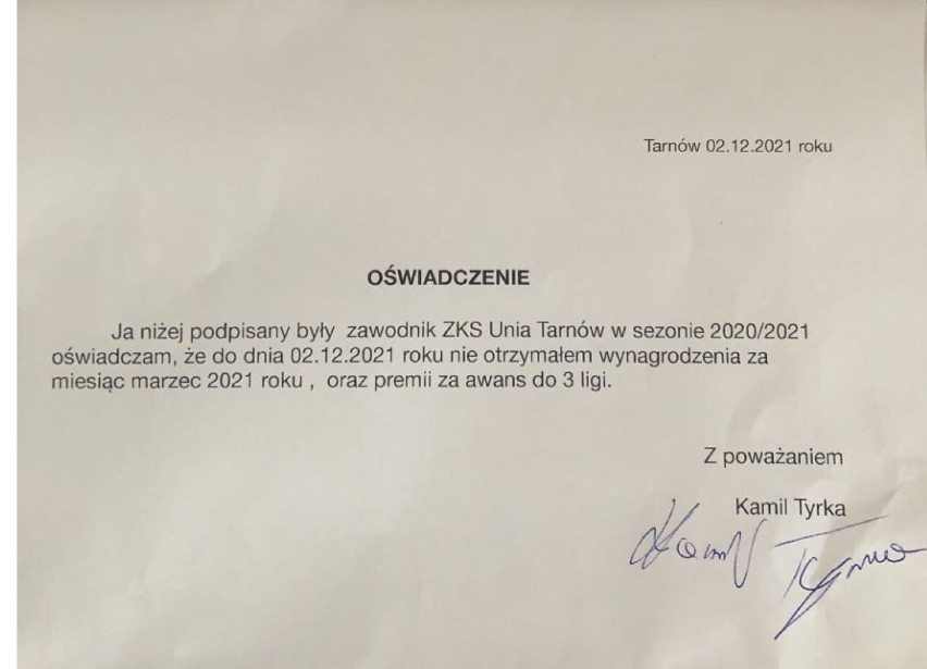 Adam Kokoszka oskarża władze tarnowskiej Unii, że nie...