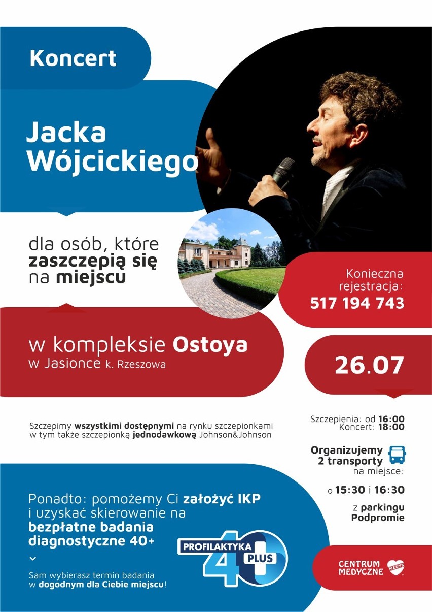 Koncert Jacka Wójcickiego i szczepienie w pakiecie w Jasionce koło Rzeszowa. Akcja Centrum Medycznego Medyk