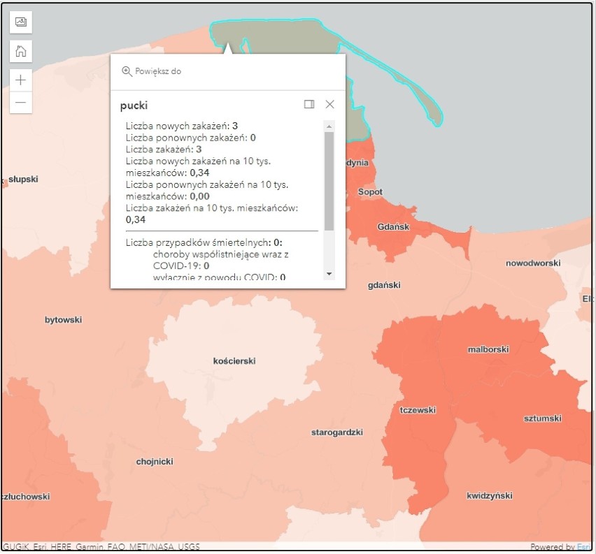 Pandemia COVID-19 na ziemi puckiej. Zakażenia w powiecie puckim - raport 20.04.2022