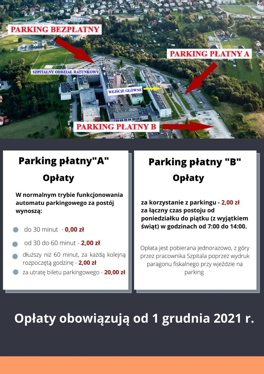 Szpital w Krośnie zmienił zasady parkowania. Największy parking nie jest już darmowy