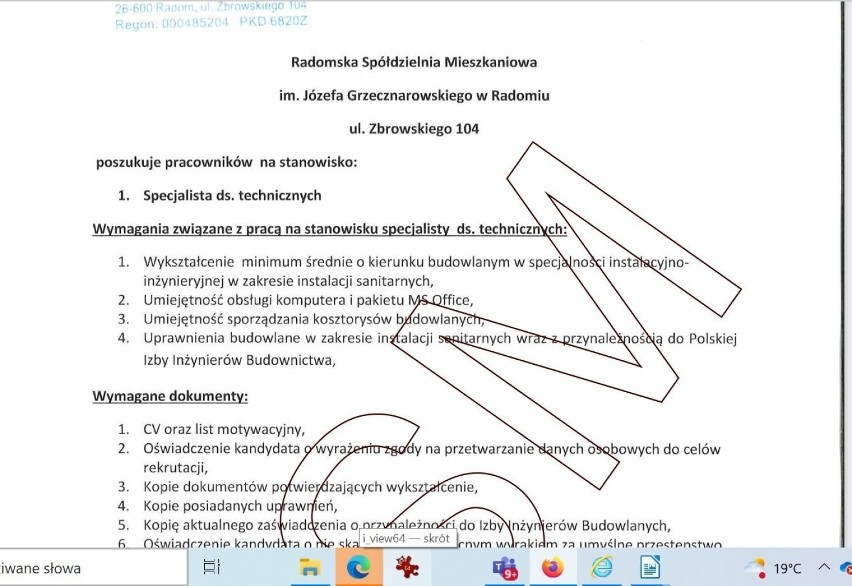 Aplikację z dopiskiem „Specjalista ds. technicznych” należy...