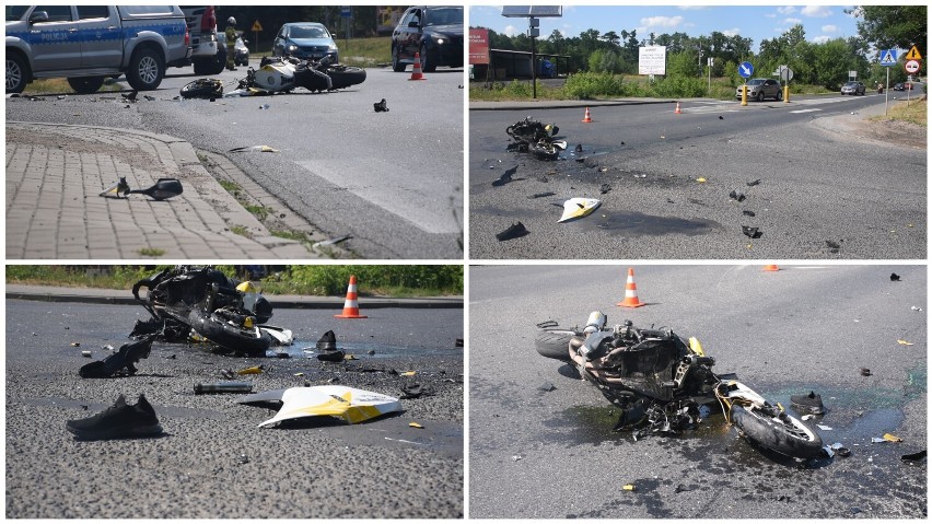Wypadek w Starorypinie Rządowym koło Rypina. Zderzenie bmw z motocyklem. Zobacz wideo