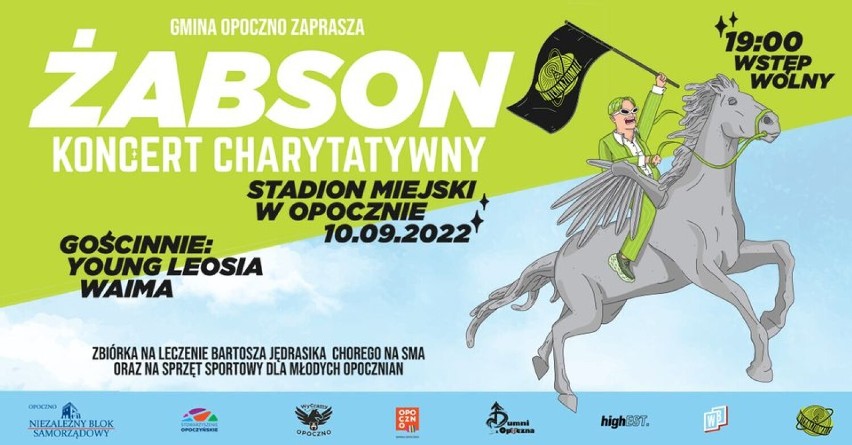 Wielki koncert charytatywny Żabsona w Opocznie. Zagrają też Young Leosia i Waima. Program imprezy