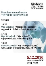 Niedziela Teatralna i premiery monodramów Teatru Efemerycznego