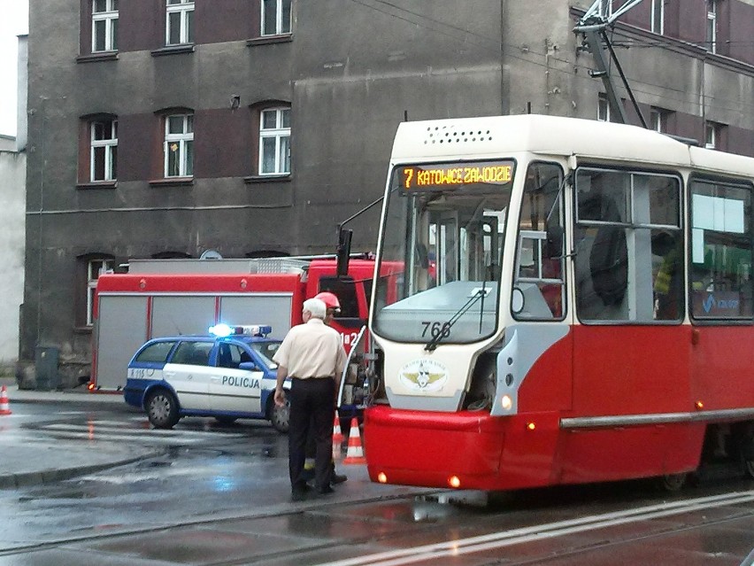 Kolizja samochodu dostawczego z tramwajem na ul. Katowickiej