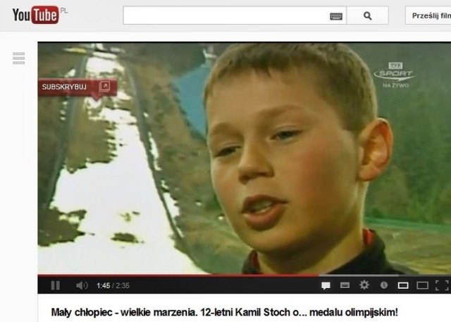 O czym marzył 12-letni Kamil Stoch? Archiwalny wywiad