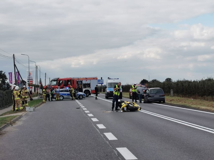 Wypadek w Opatówku z udziałem motocyklisty