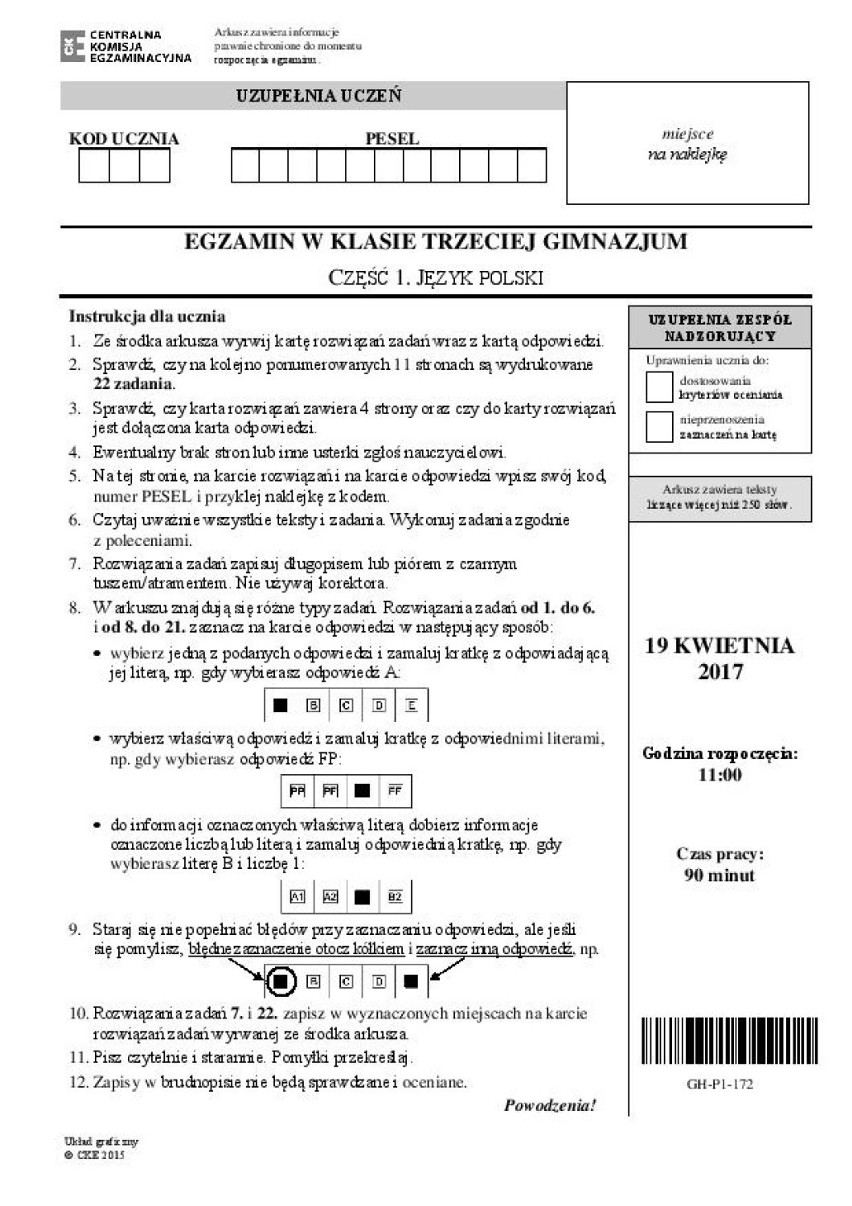 Egzamin gimnazjalny 2017: Język POLSKI arkusze PDF OKE. Co było na egzaminie?