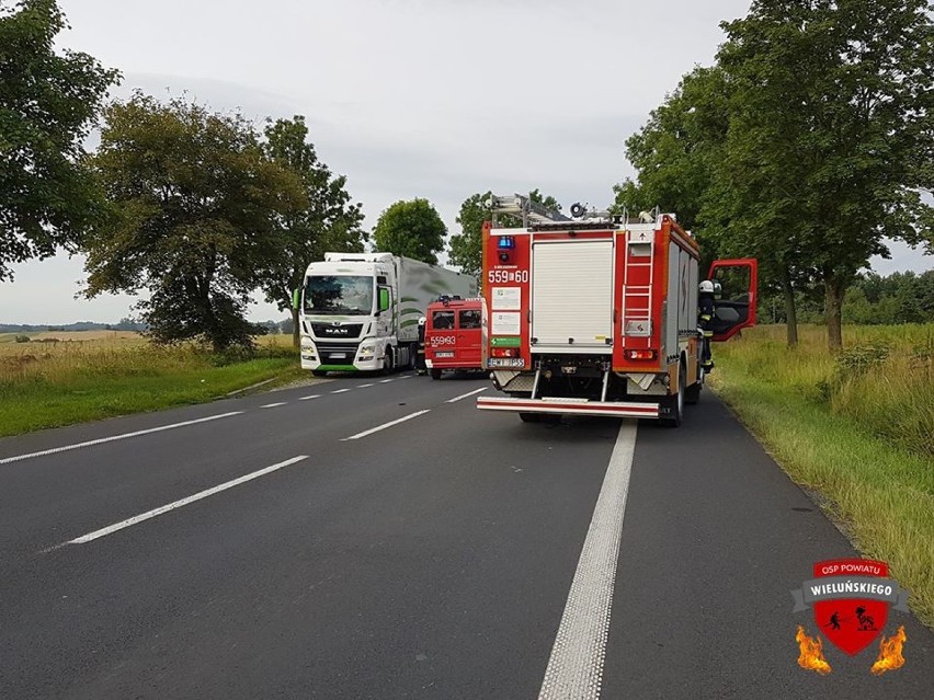 Wypadek w Stanisławowie pod Wieluniem. Osobówka zderzyła się z ciężarówką ZDJĘCIA