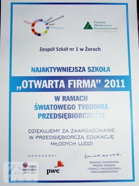 KRÓTKO: Zespół Szkół nr 1 w Żorach otrzymał tytuł Najaktywniejszej szkoły. Gratulujemy!