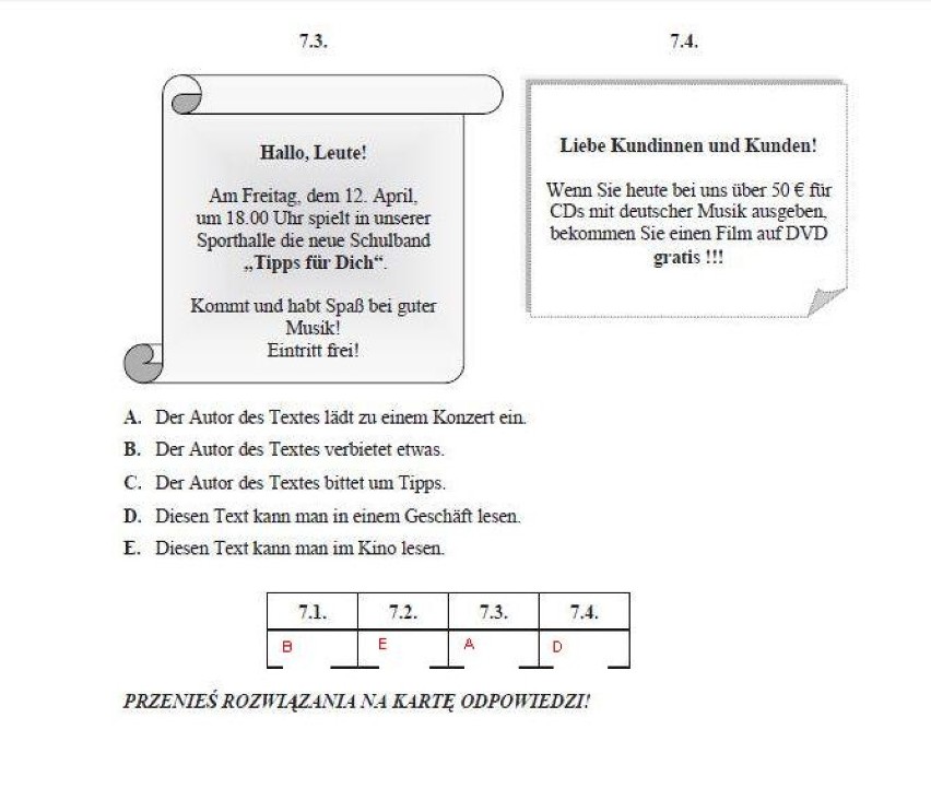 Próbny egzamin gimnazjalny 2012/2013: Język angielski i niemiecki [pytania, odpowiedzi]