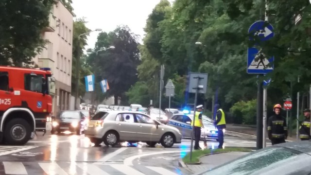 Wypadek na skrzyżowaniu ulicy Bolesława Chrobrego z ulicą 3 Maja w Rybniku