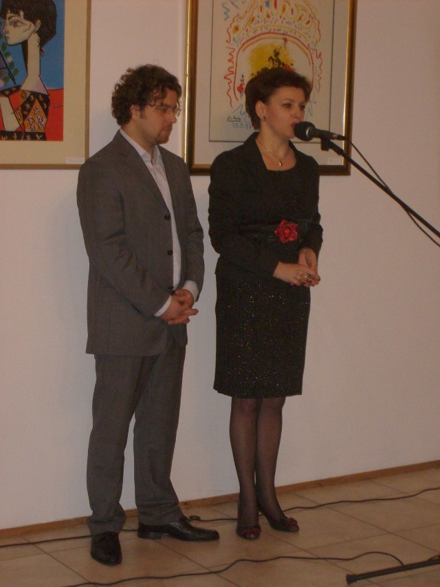Otwarcie wystawy: Jakub Lep (właściciel kolekcji) i Jolanta Chwałek (dyrektor BWA)