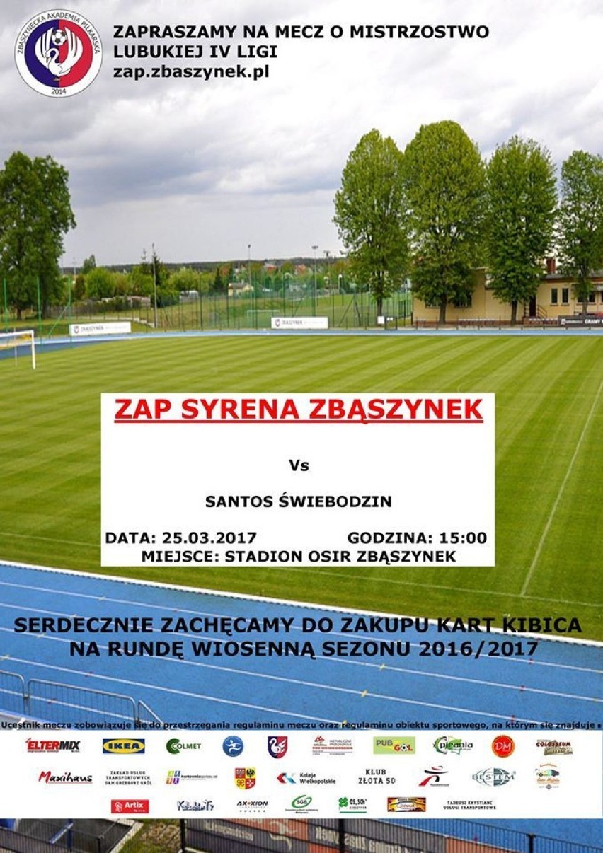 IV liga Grupa Lubuska w piłce nożnej. ZAP Syrena Zbąszynek - Santos Świebodzin 1:0 (0:0)