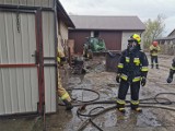 Pożar budynku w Wadlewie. Lekko ranny został jeden ze strażaków