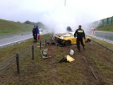 Lamborghini stanęło w płomieniach na A1: pierwsi na miejscu byli strażacy z Pucka i Wejherowa! Udzielili pomocy kierowcy i ugasili pożar!
